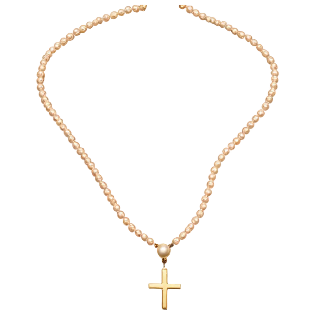 Elegant-Gold-Pearl-Necklace-Cross-Layered-PNG-Image-HighQuality-Transparent-Design