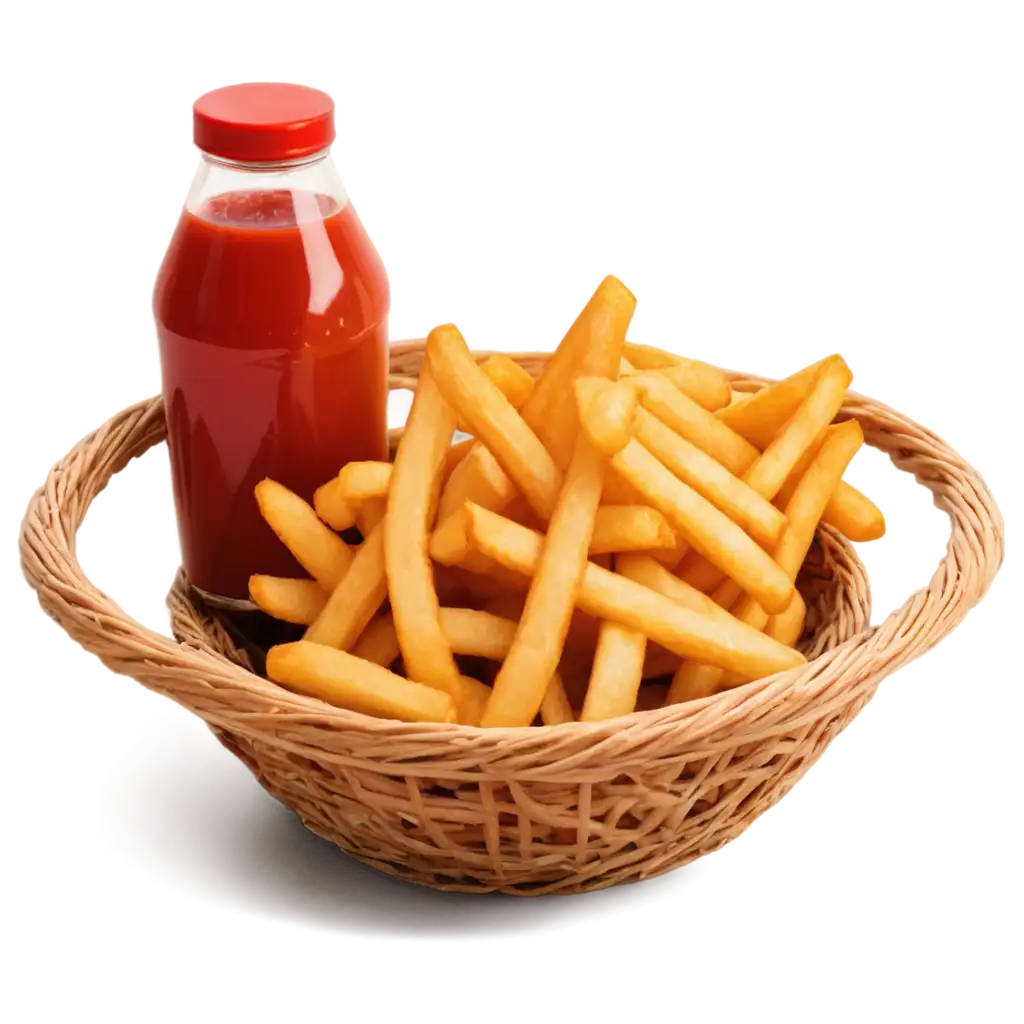 HighQuality-PNG-Image-of-Crisp-Golden-French-Fries-with-Ketchup-for-Enhanced-Visual-Appeal