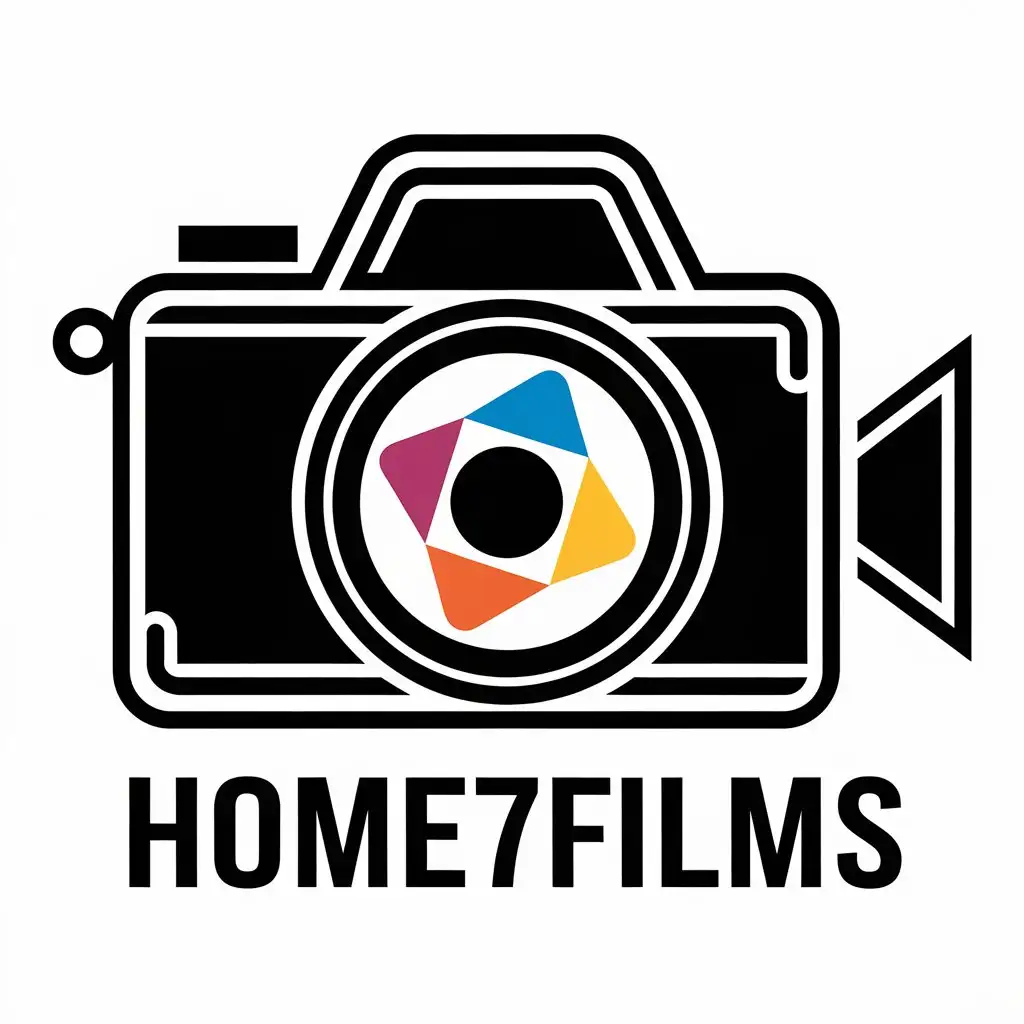 a vector logo design,with the text "Home7films", main symbol:camera,Moderate,be used in videographer industry,clear background