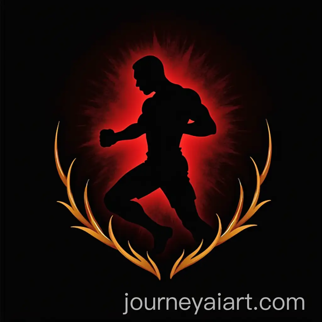 Muay-Thai-andAI-Art-Prompt-Expansion-Kickboxing-Team-Logo-with-Black-Silhouette-in-Red-and-Gold-Tones