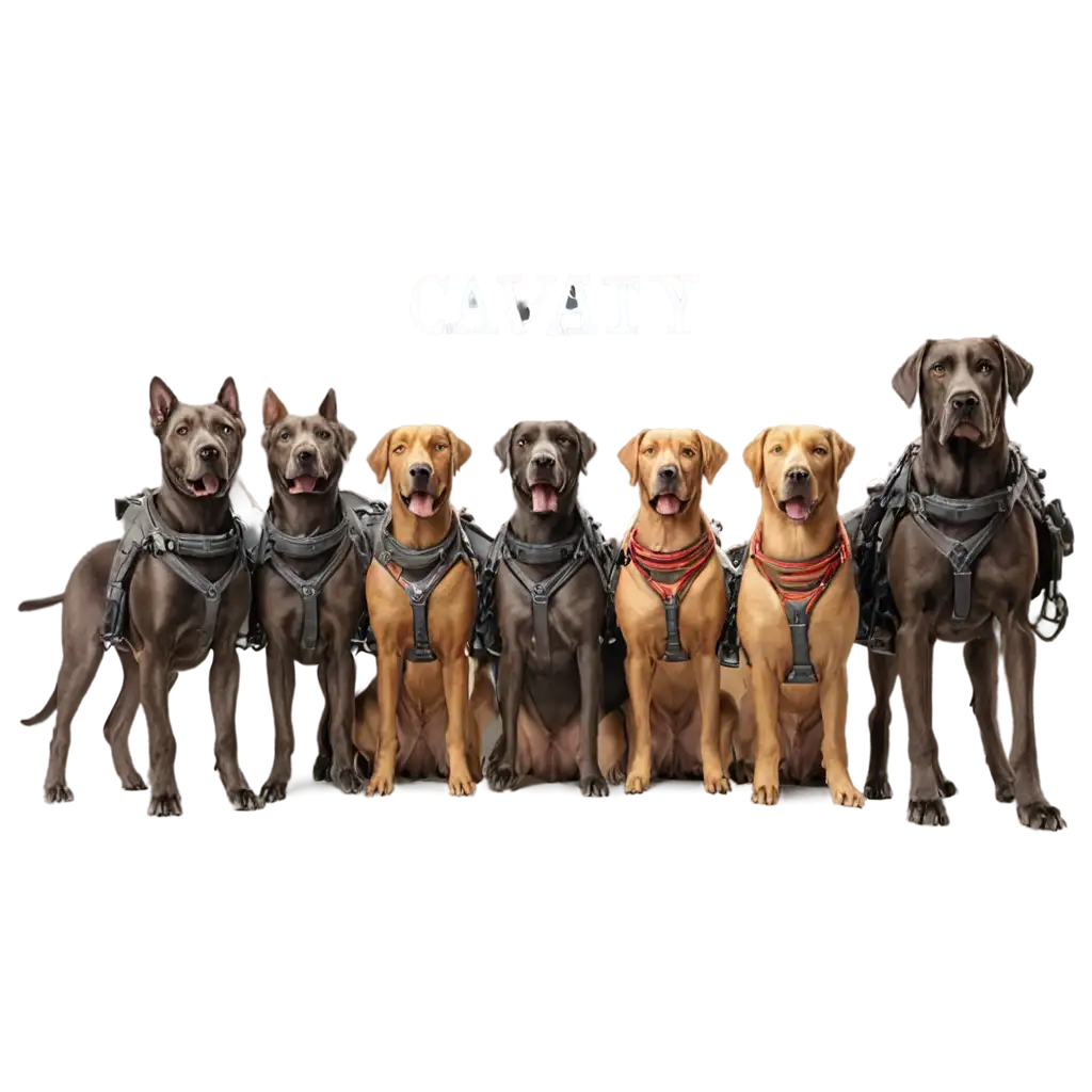 Create-a-PNG-Image-of-Massive-Dogs-in-Army-Leash-Coat-Cavalry