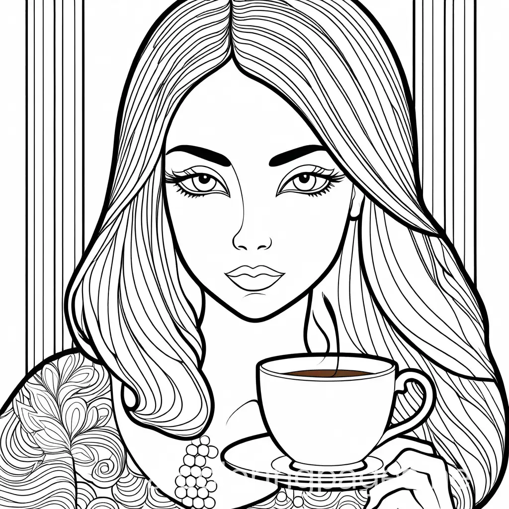 Woman-in-Robe-Enjoying-Coffee-Coloring-Page