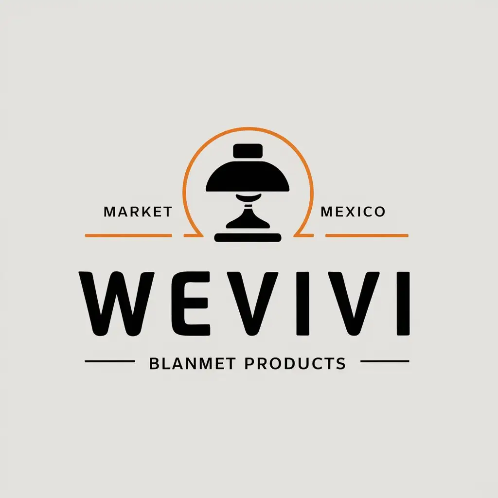 a vector logo design,with the text "WEVIVI", main symbol:Lamp products, main tone of black and orange, market for Mexico online e-commerce platforms,complex,be used in Internet industry,clear background