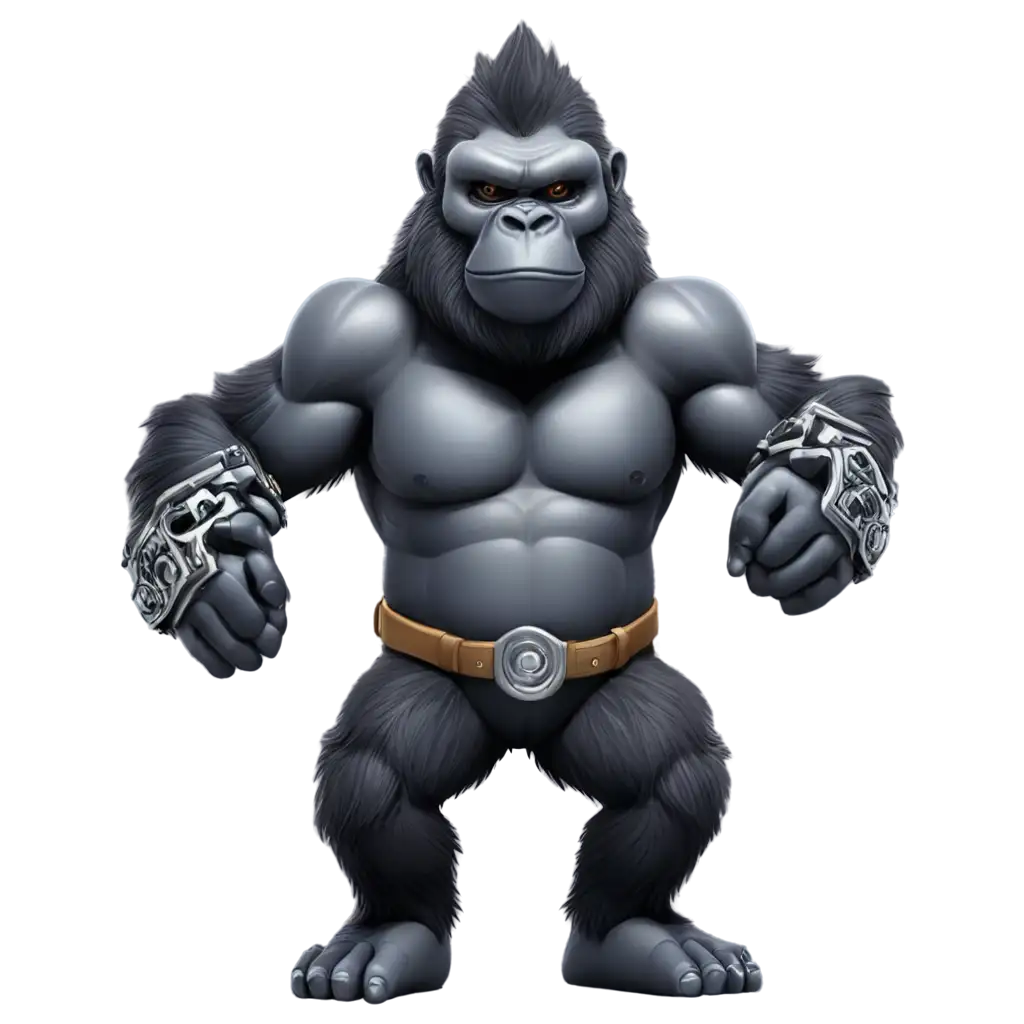 Cartoon-Cybernetic-Gorilla-PNG-Image-with-Shuriken-Dynamic-Digital-Artwork