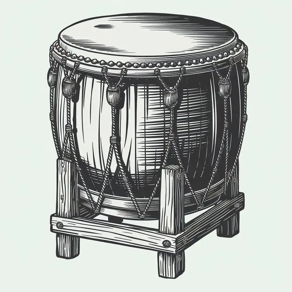 HandDrawn Giant Kick Drum in Ancient Style