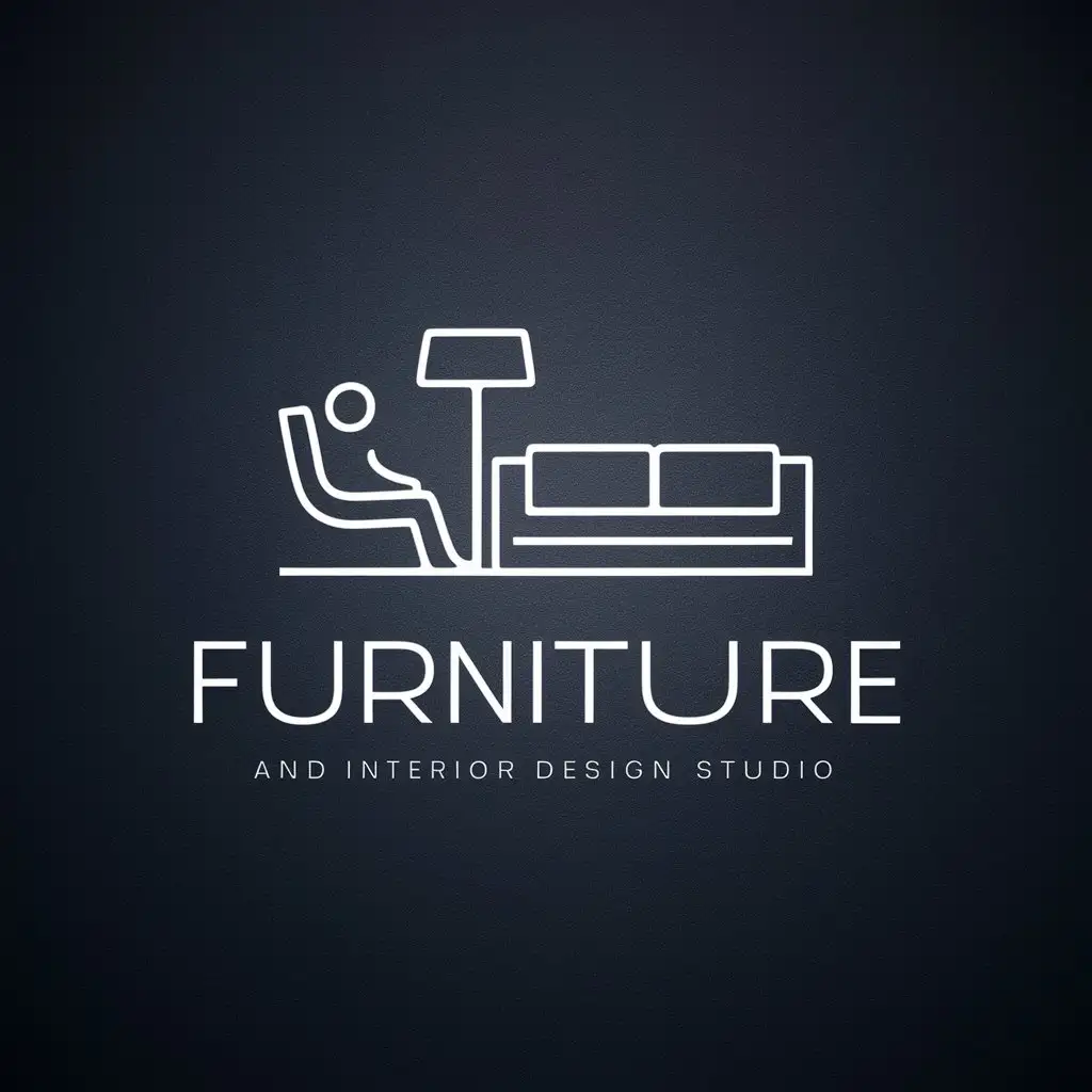 a vector logo design,with the text "Positive description of the furniture and interior design studio logo", main symbol:The logo for the furniture and interior design studio features a minimalist image of a person sitting in a chair next to a sofa. This composition symbolizes the comfort and coziness created by your furniture. The sleek and stylish design of the logo emphasizes the elegance and modernity of the studio's products.,complex,be used in creativity industry,clear background