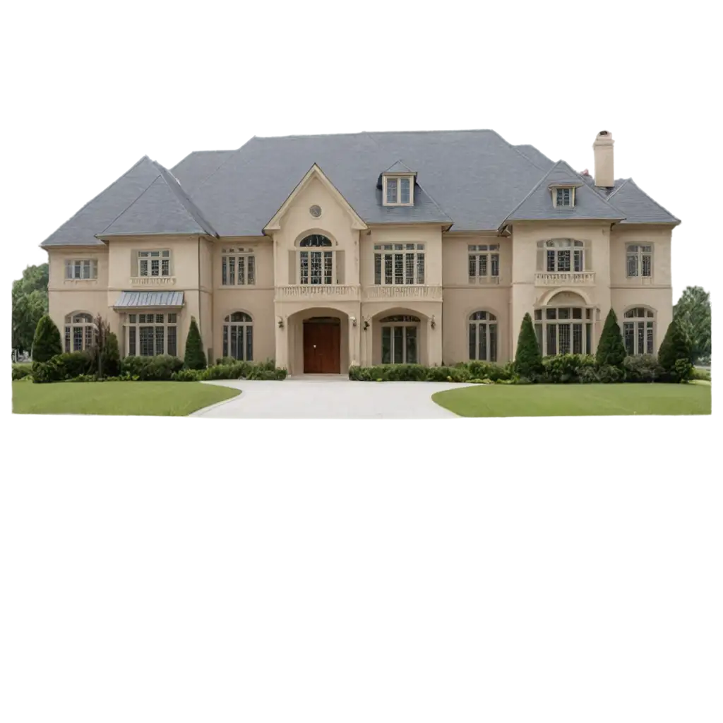 Solo image of the outside of a luxurious mansion