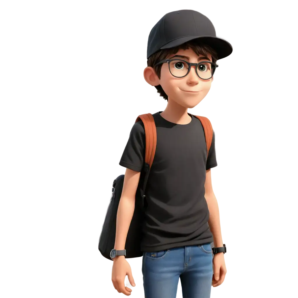 Cartoon-Boy-with-Black-Glasses-and-Hat-PNG-Unique-Character-Design