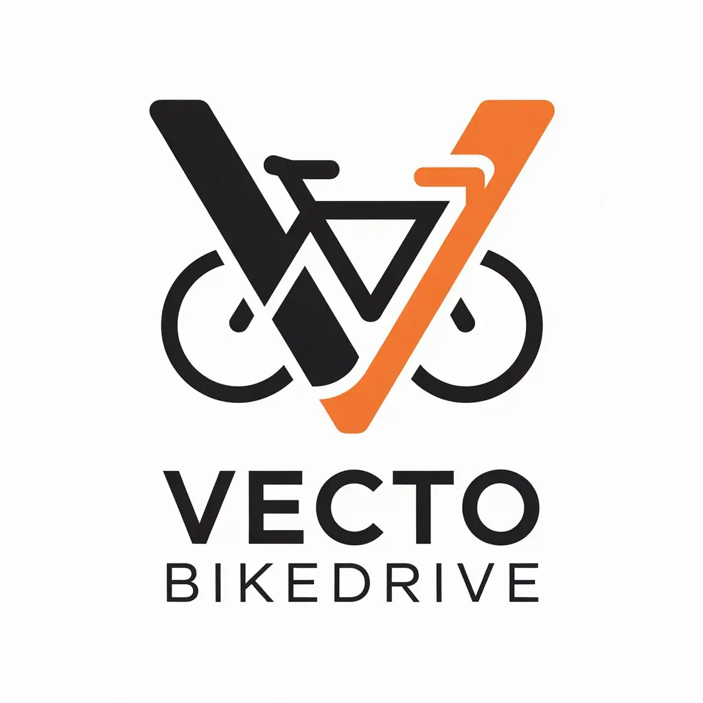 LOGO Design for Vecto BikeDrive Modern V Letter and Bicycle Symbol with Clear Background