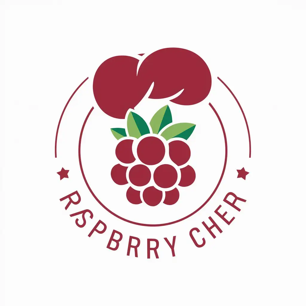 a vector logo design,with the text "Raspberry chef", main symbol:Malinа,Moderate,be used in Recipes industry,clear background