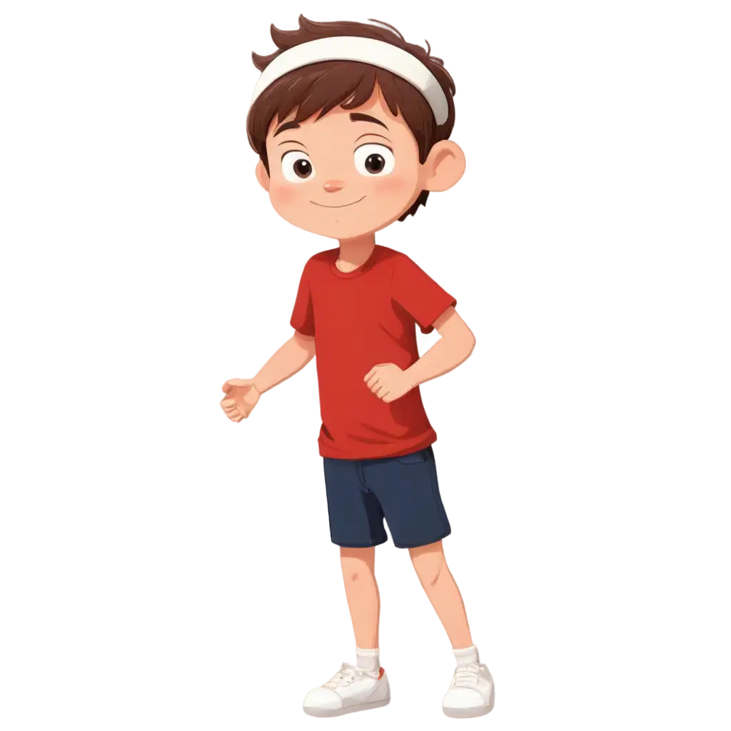 Dynamic-PNG-Cartoon-WhiteSkinned-Boy-with-Red-Headband-and-Shirt