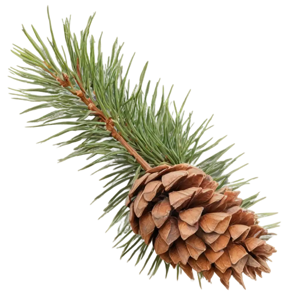 a spruce branch with a round cone