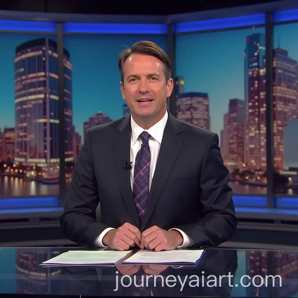 TV-AnchorAI-Art-Prompt-Expansion-Reporting-on-MEDGATE-Celebration-Breaking-News