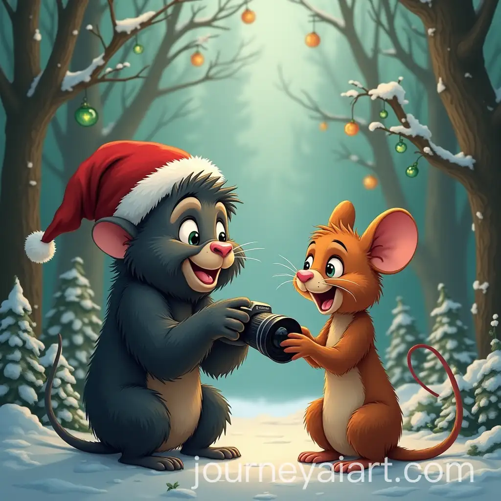 Rat-and-Gorilla-Celebrating-Christmas-with-a-Camera-in-a-Cartoon-Style