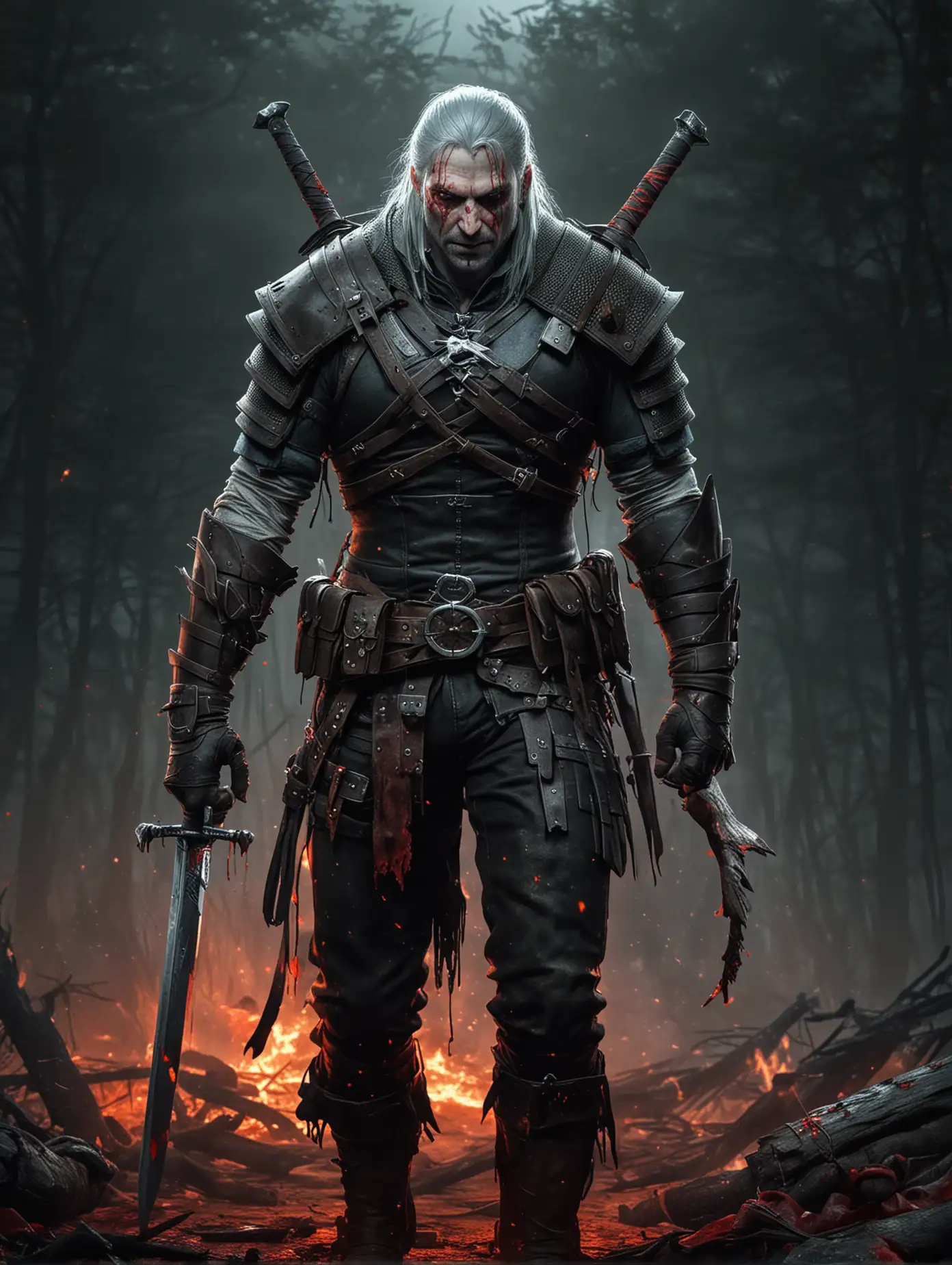 Bloodied-Witcher-in-Dark-Forest