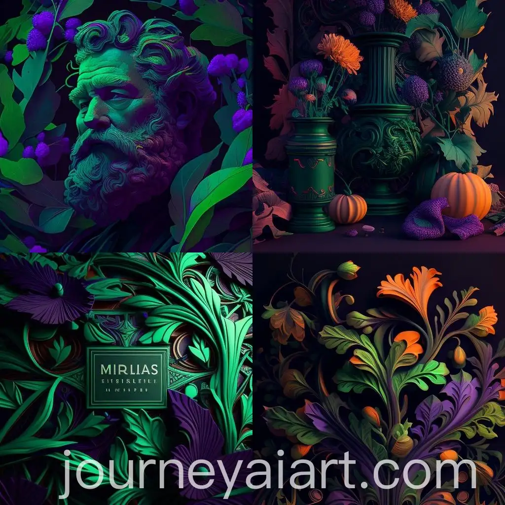 Modern-William-Morrisinspired-Art-with-Vivid-Green-and-Deep-Violet-Hues