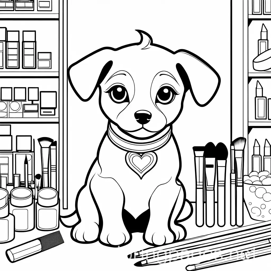 Adorable-Puppy-in-Makeup-Store-with-Long-Eyelashes-Coloring-Fun