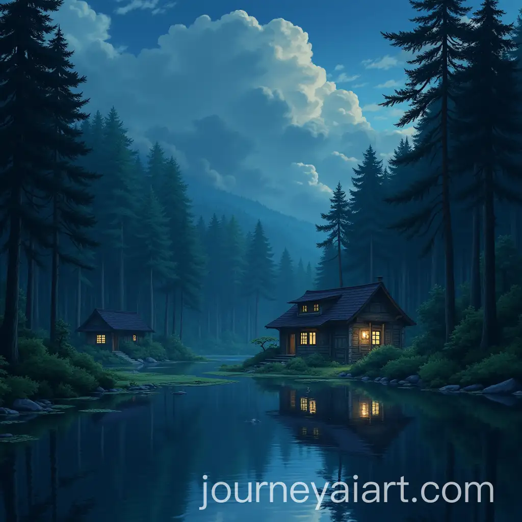 Mysterious-Village-Surrounded-by-Enchanted-Forests-and-Dark-Lakes-in-Studio-Ghibli-Style