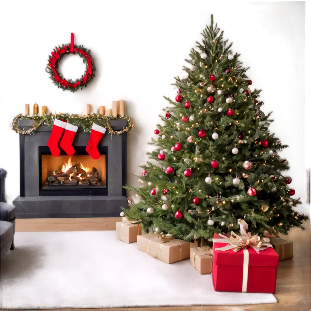 Stylish-Christmas-Tree-PNG-Warmth-and-Festivity-in-Your-Living-Room-with-a-Fireplace