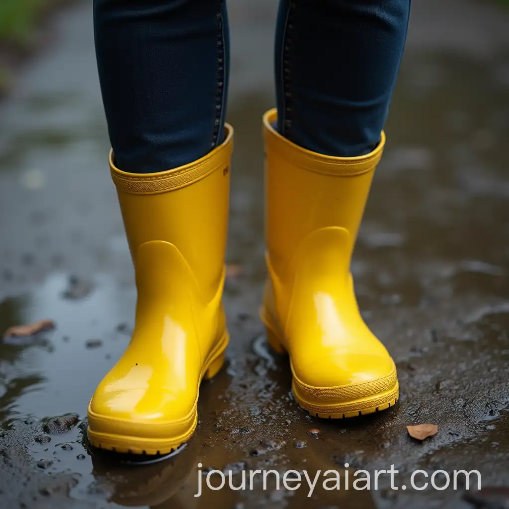 Feet-inAI-Image-Prompt-Expansion-Rubber-Yellow-Boots-Standing-on-Wet-Ground