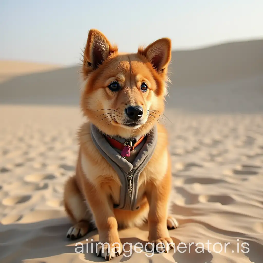 Dog-in-Kuwait-with-Desert-Landscape-and-Traditional-Architecture