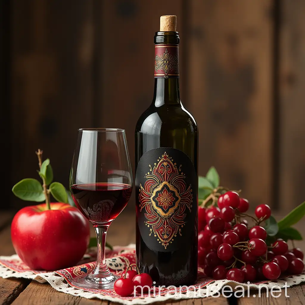 Traditional Armenian Wine Featuring Intricate Armenian Ornaments