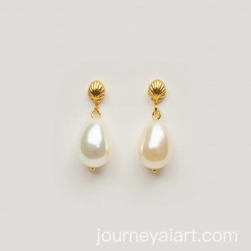Elegant-Pearl-Drop-Earrings-with-Gold-Shell-Accents