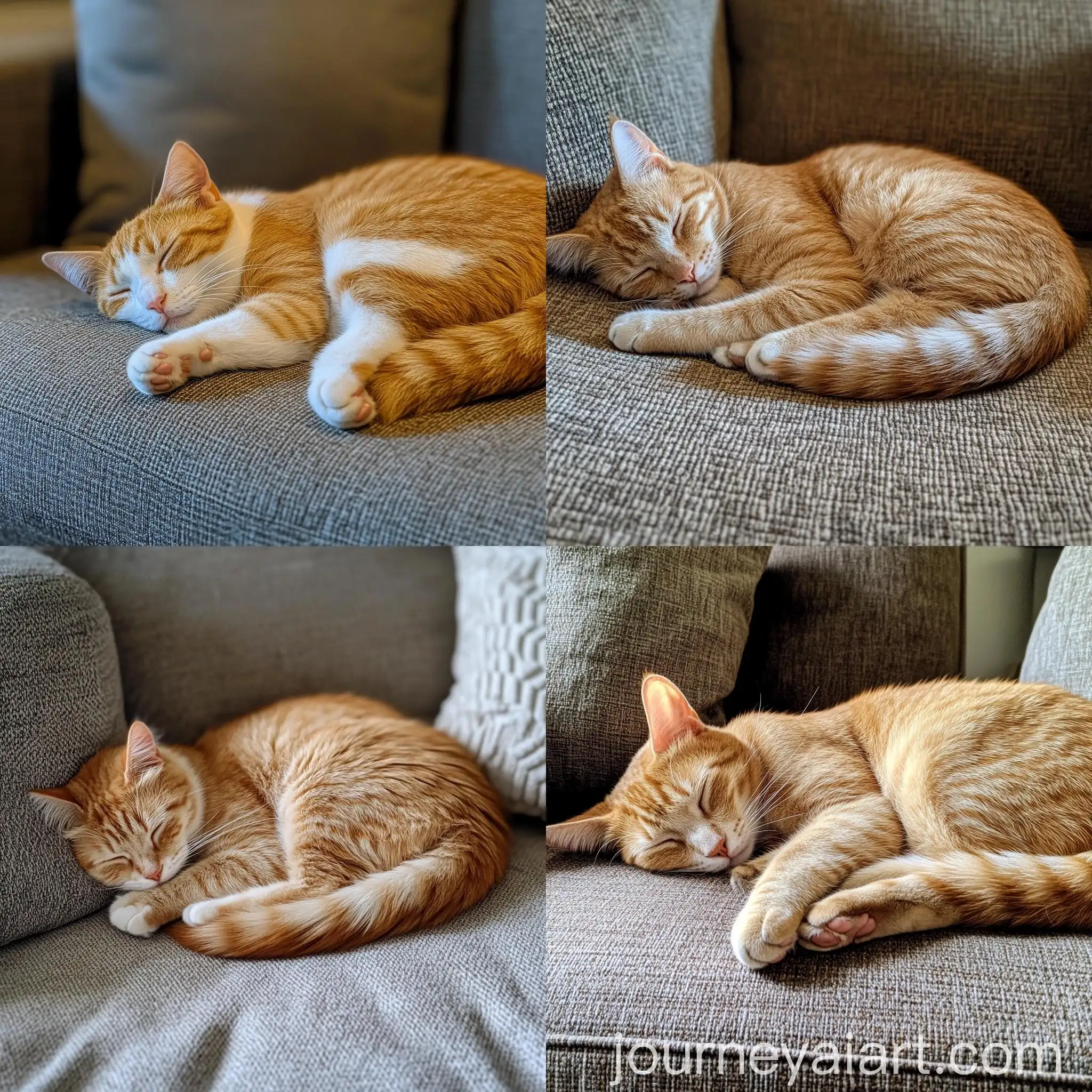 Orange-Cat-Sleeping-Comfortably-on-a-Couch