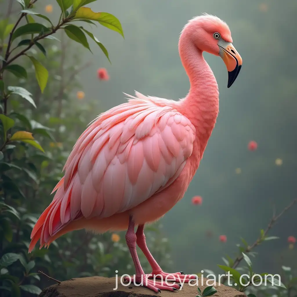 Pink-Bird-Perched-on-Branch-in-Natural-Setting