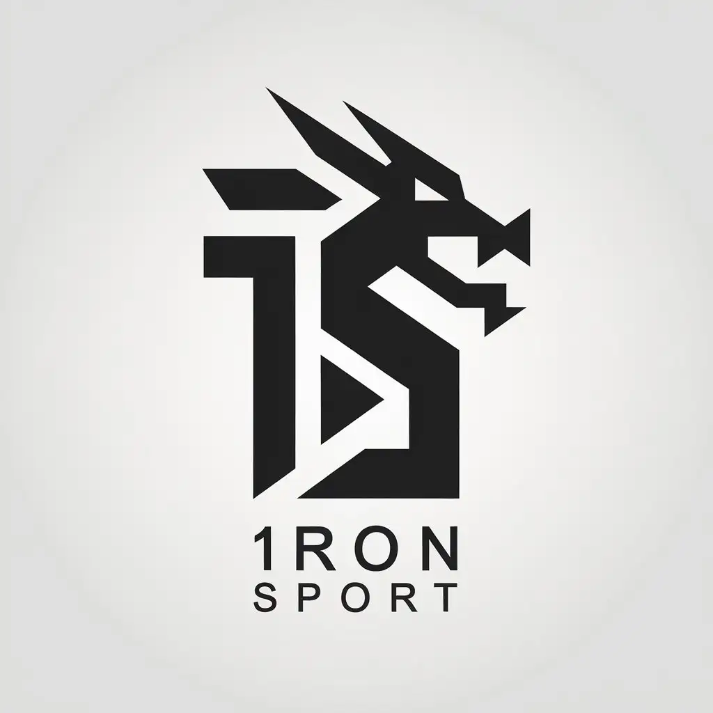 LOGO Design for 1RON Sport Dragon Fusion with Minimalistic Rectangular Style