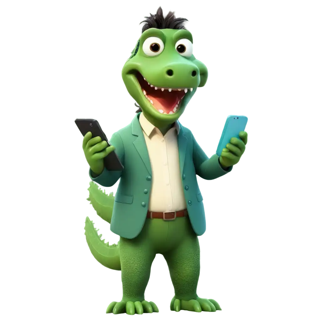 Cartoon-Crocodile-Holding-a-Phone-PNG-Image-Perfect-for-Fun-and-Playful-Designs