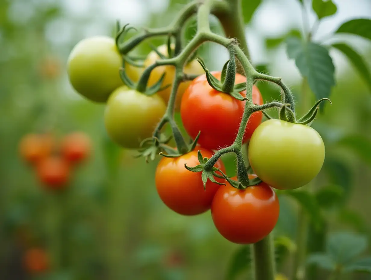 Organic-Greenhouse-with-Fresh-Red-and-Green-Tomatoes