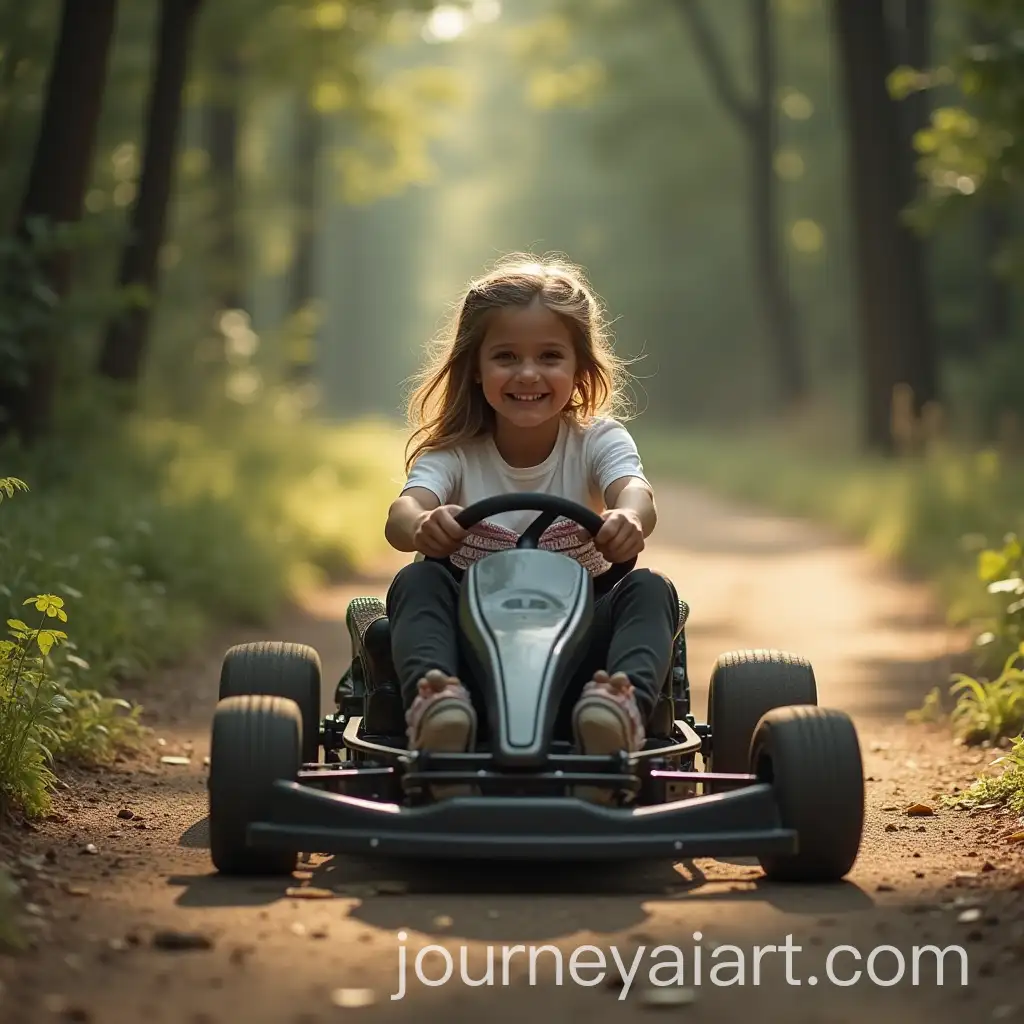 Girl-Drifting-GoKart-on-Forest-Path-in-Casual-Outfit