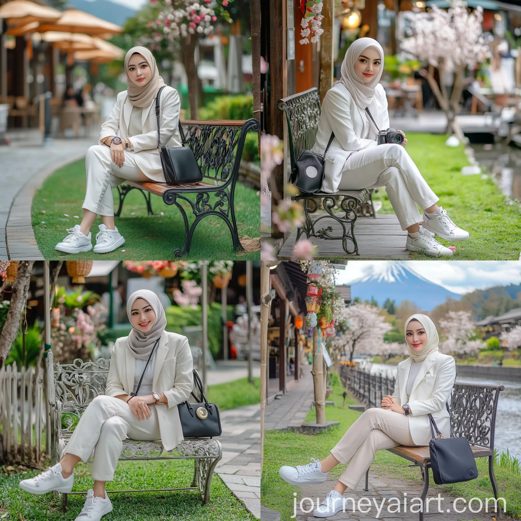 Indonesian-Muslim-Woman-in-Hijab-with-Nikon-D850-at-Mount-Fuji-Riverside-Restaurant