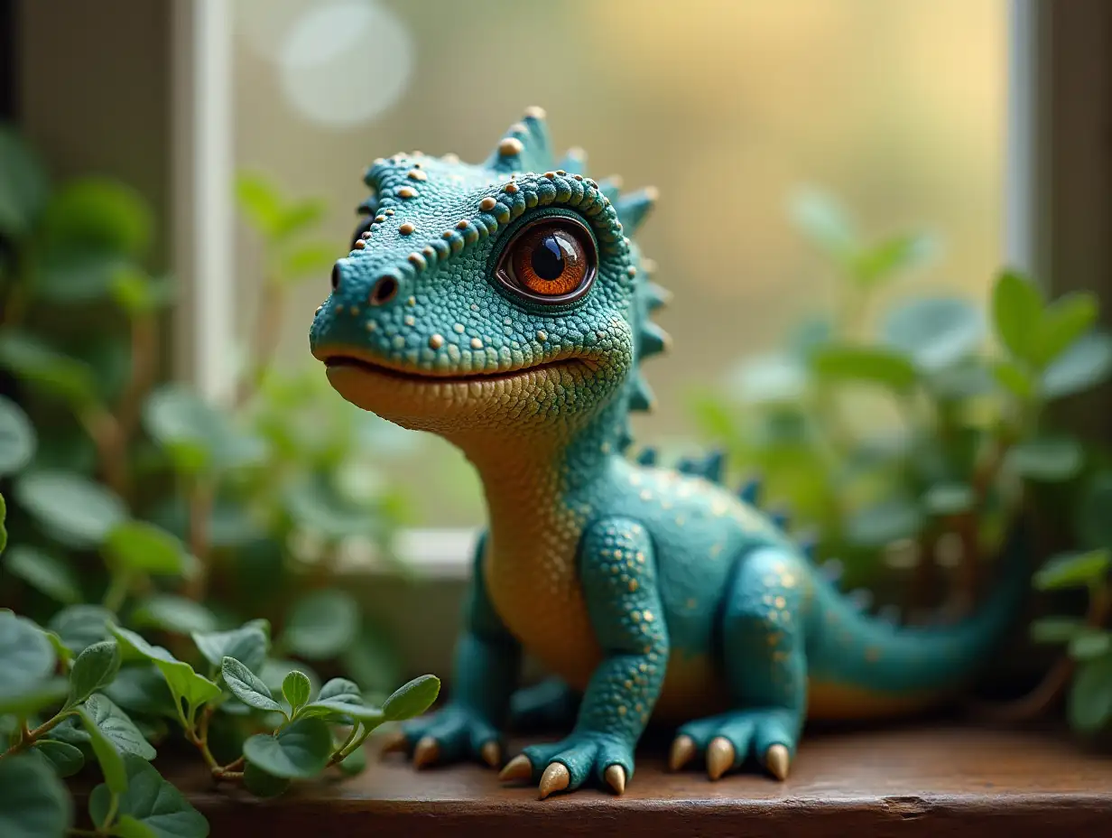 Worlds-Smallest-Dinosaur-in-a-Box-of-Plants-with-Iridescent-Scales