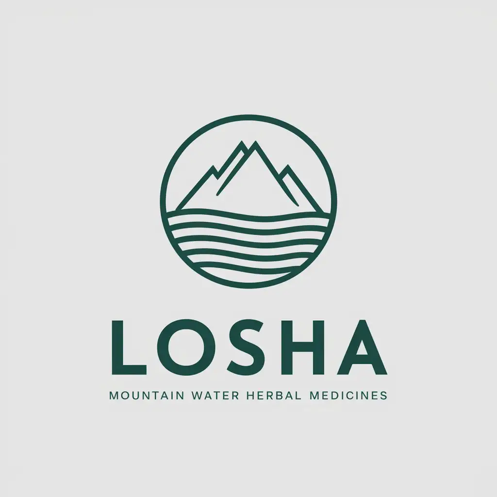 a vector logo design,with the text "Losha", main symbol:mountain water Chinese herbal medicines,Moderate,be used in Nonprofit industry,clear background