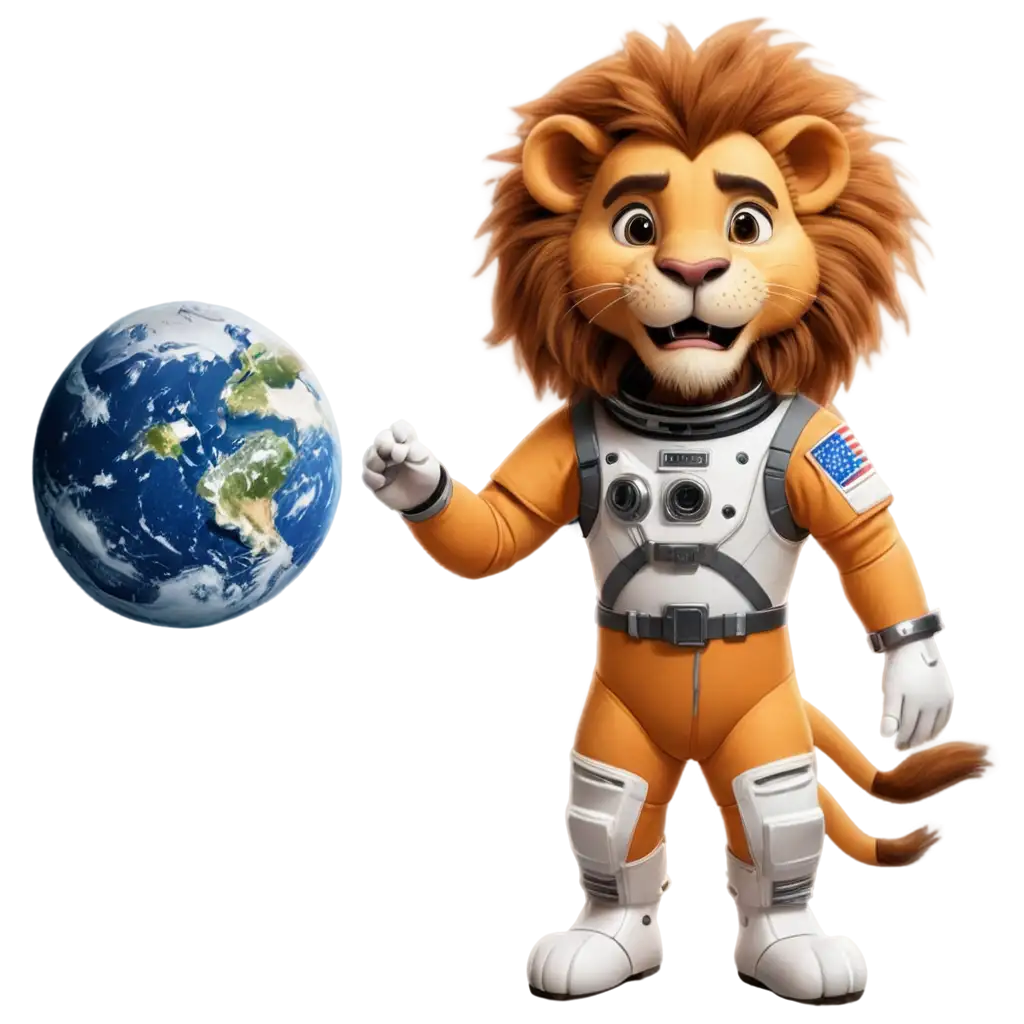 Lion-with-Astronaut-Uniform-PNG-Image-Majestic-Wildlife-in-Space-Attire