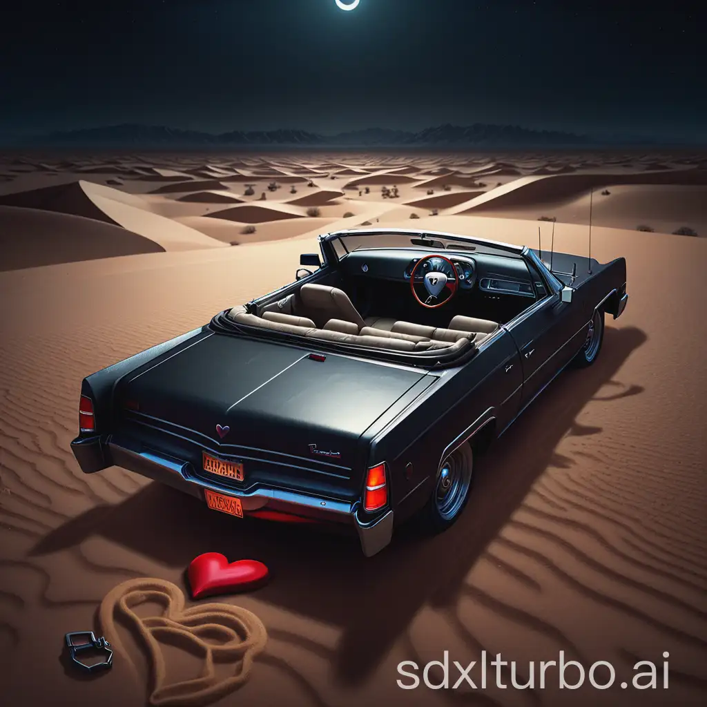 Desert-Night-Scene-with-Abandoned-Convertible-Car-and-Mysterious-Clues