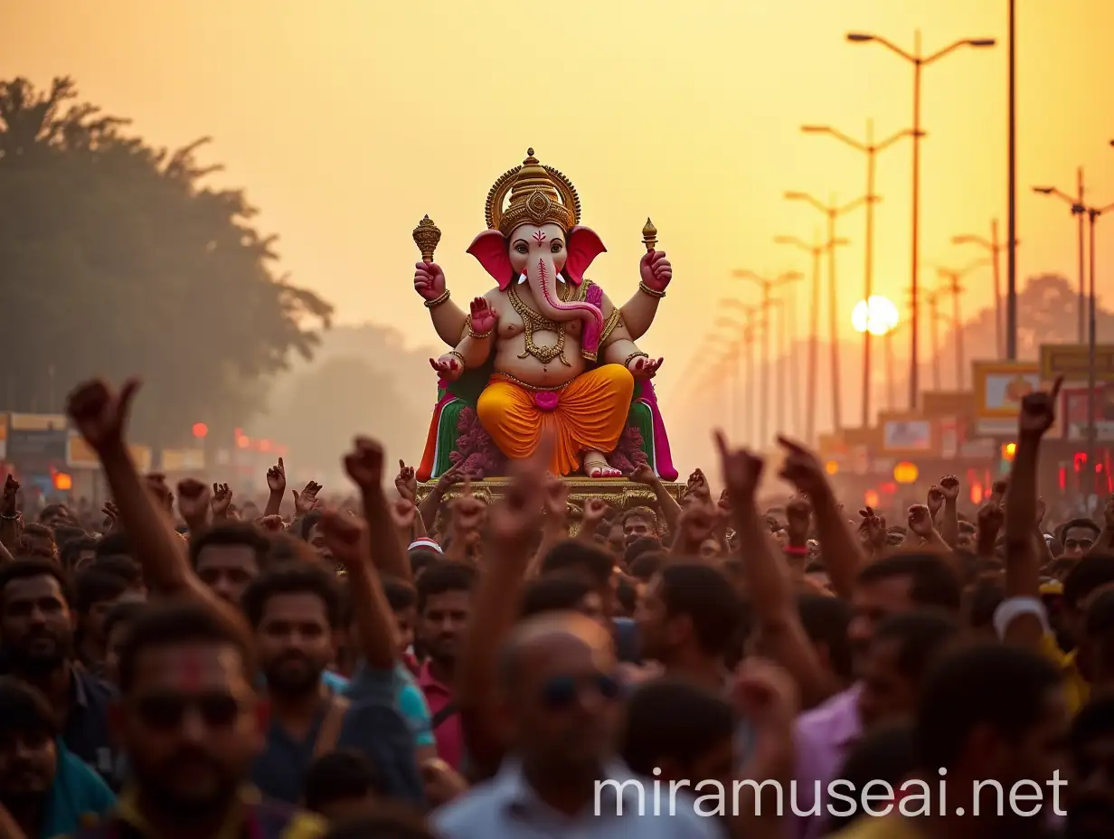 Vibrant Indian Festival Joyful Celebration with Lord Ganesh Idol