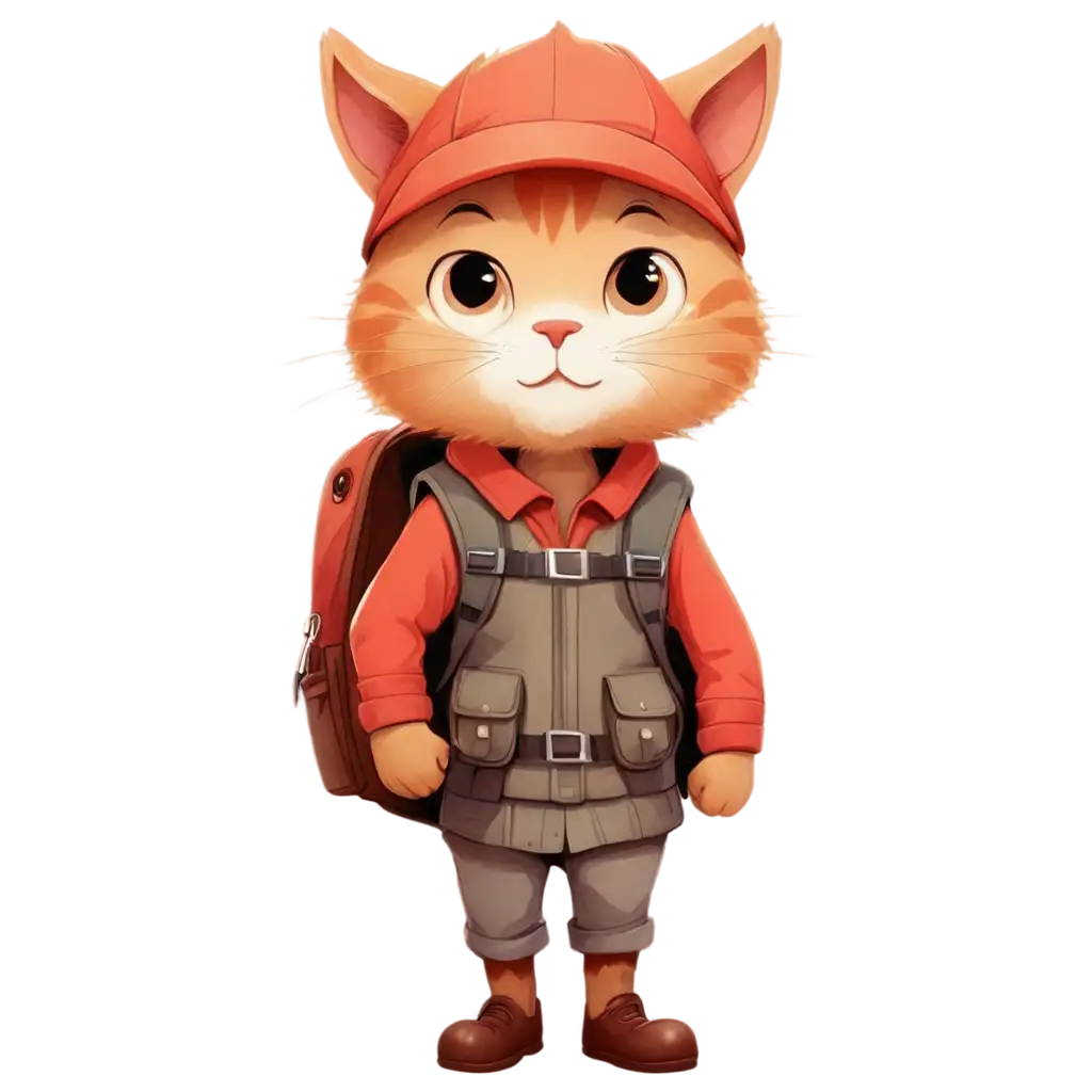 Discover-the-Whimsical-World-of-Leo-the-Cat-Explorer-HighQuality-PNG-Illustration