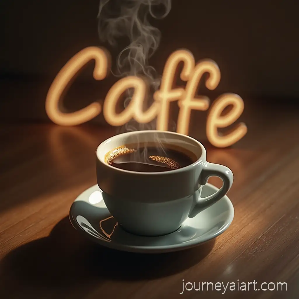 Steaming-Cup-of-Black-Coffee-in-a-Cozy-CafBlack-coffee-steam-Setting