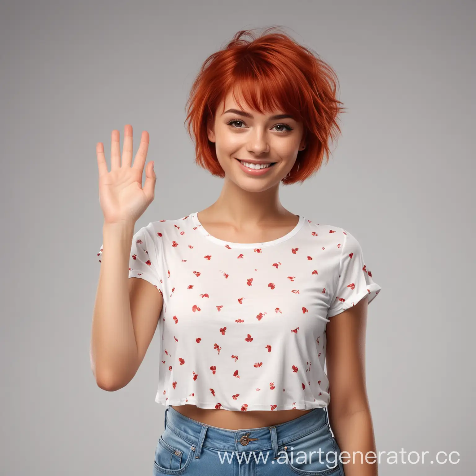 Realistic-Girl-with-Red-Short-Hair-Wearing-White-Top-and-Smiling