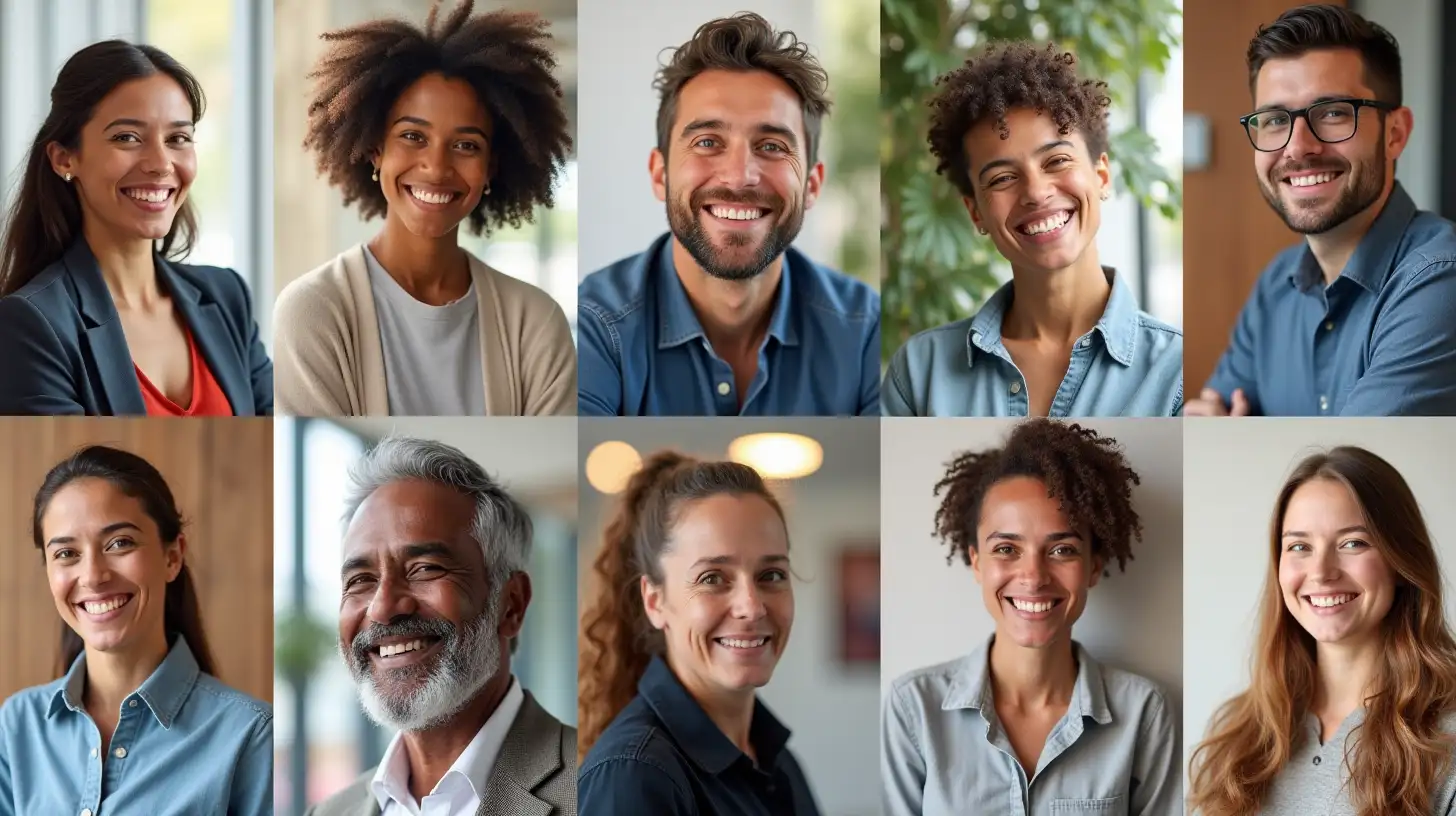 Cheerful Employee Portraits Collage for Workplace Diversity