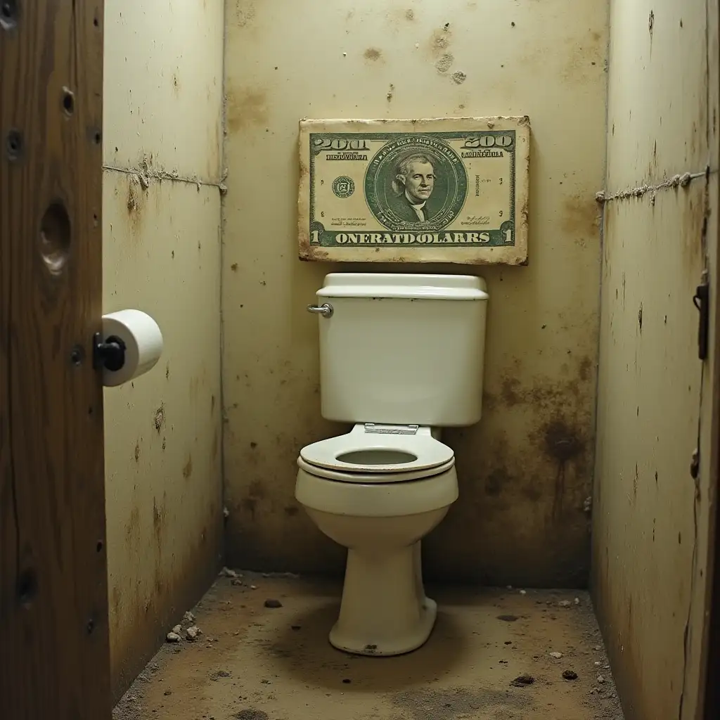 toilet 1 dollar with muddy