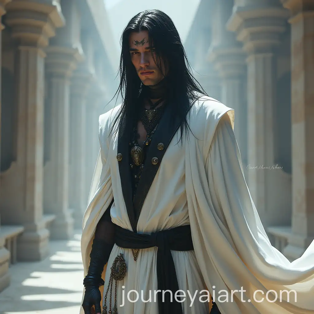 Mysterious-Desert-Lord-in-Festive-White-RobUlquiorra-Inspired-Image-Prompte-with-Black-Details