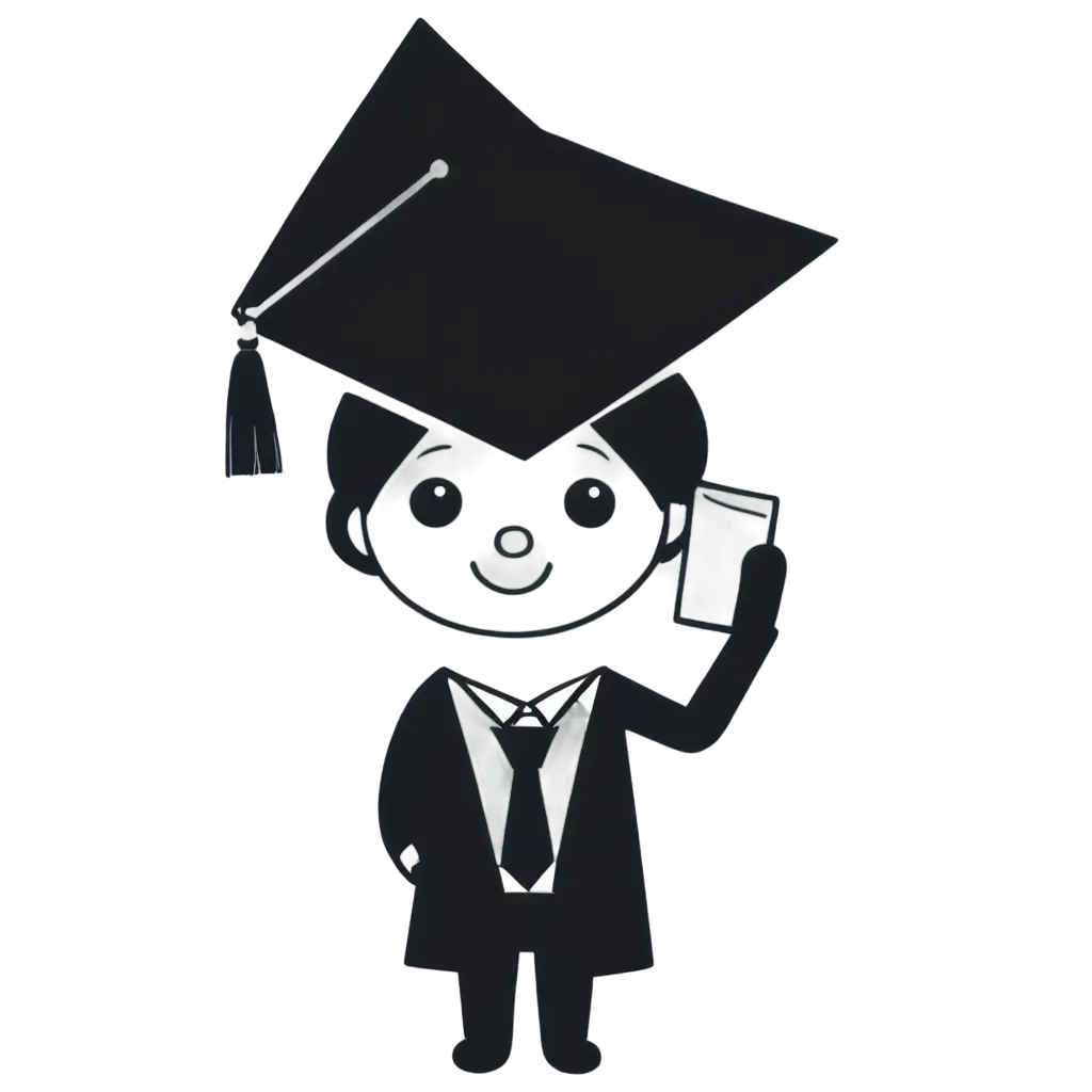 Monochromatic-PNG-Icon-Simplified-Human-Figure-with-Graduation-Cap-and-Laptop