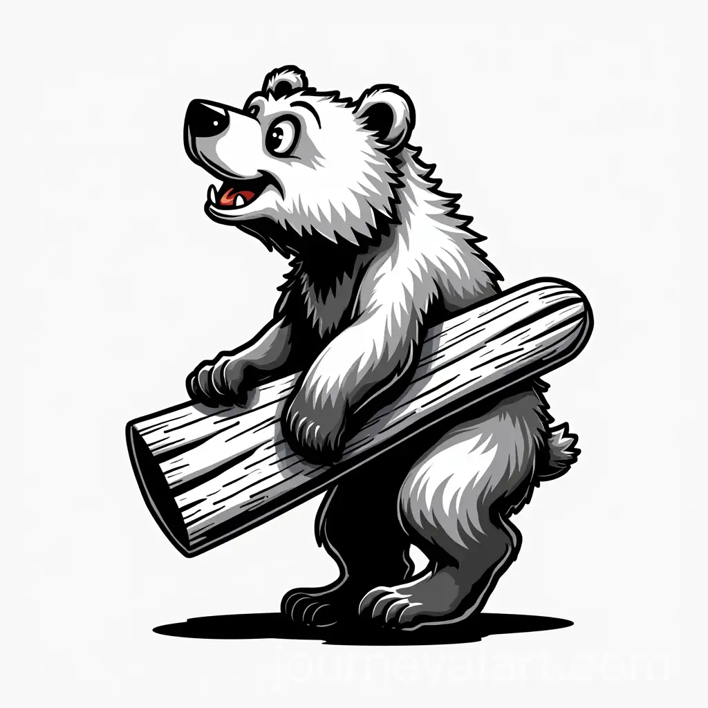 Black-and-White-Logo-of-a-Proud-Bear-Holding-a-Wooden-Board