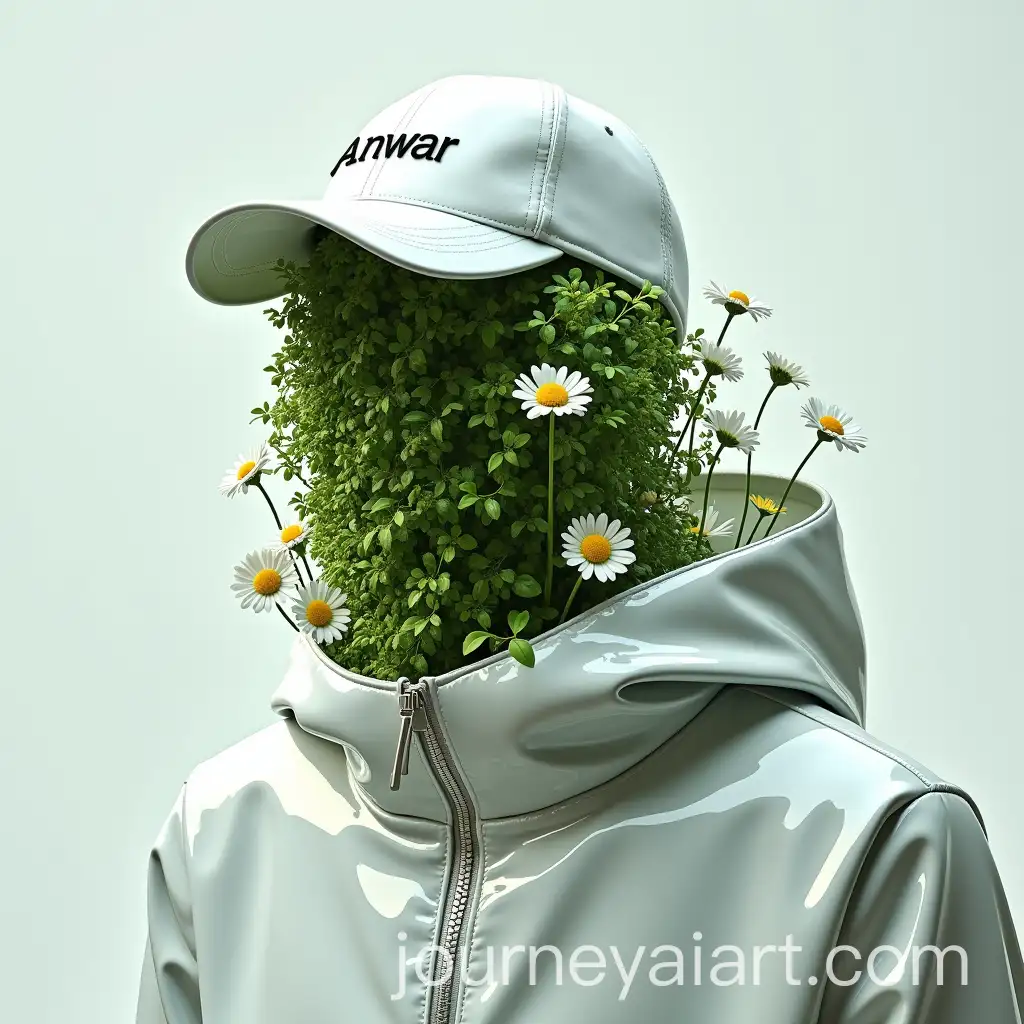 Headless-Humanoid-Covered-in-Green-Leaves-Surrounded-by-Daisies-in-a-MinimalAI-Image-Prompt-Expansionist-Futuristic-Setting