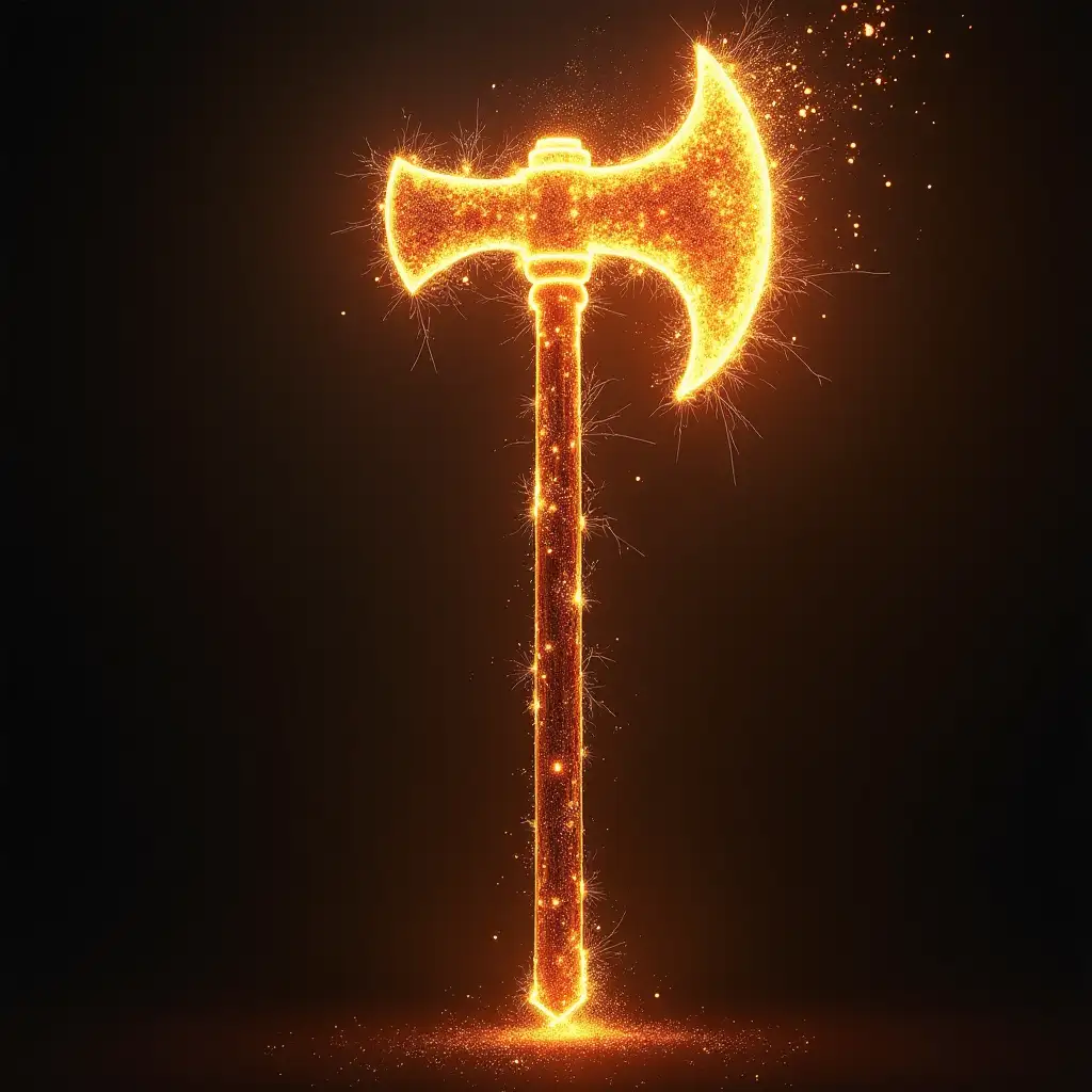 Vibrant and Fiery Greataxe with Sparks