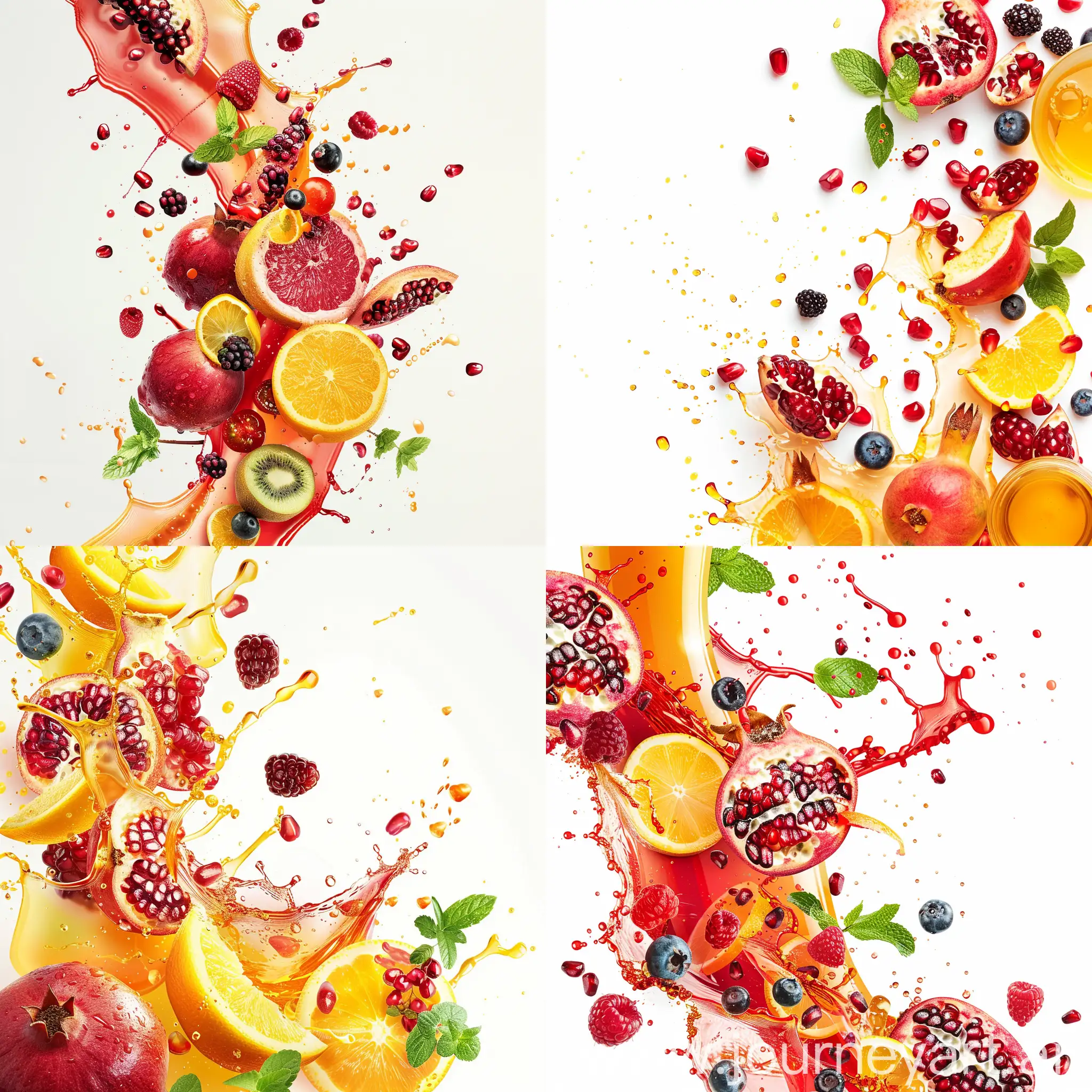 Minimalist-Fruit-Juice-Brand-Background-with-Fresh-Pomegranates-Berries-and-Citrus